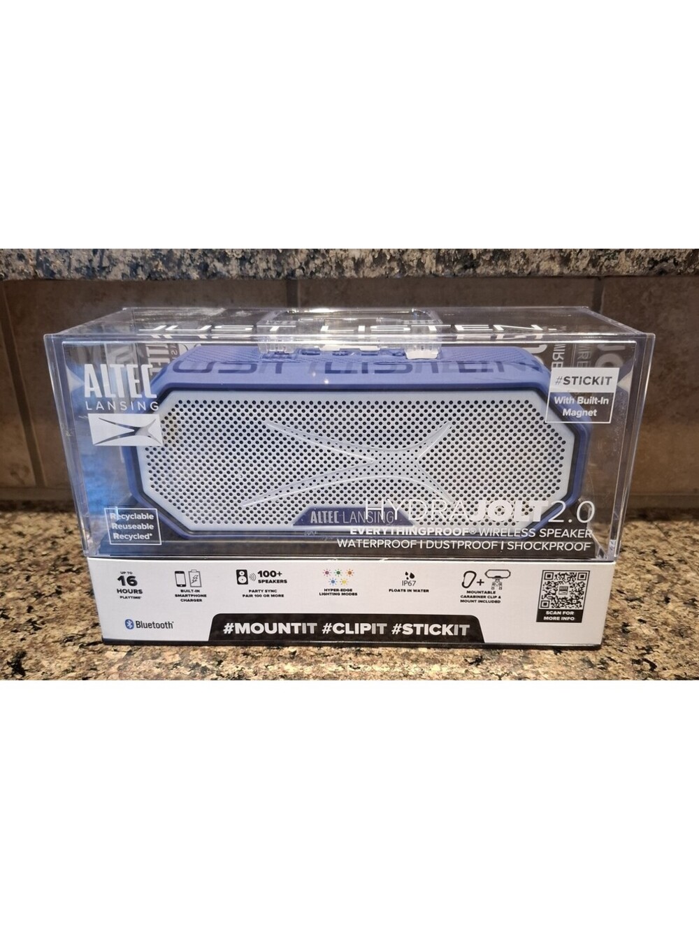 NEW Altec Lansing Blue Hydrajolt 2.0 Everything Proof Wireless Bluetooth Speaker